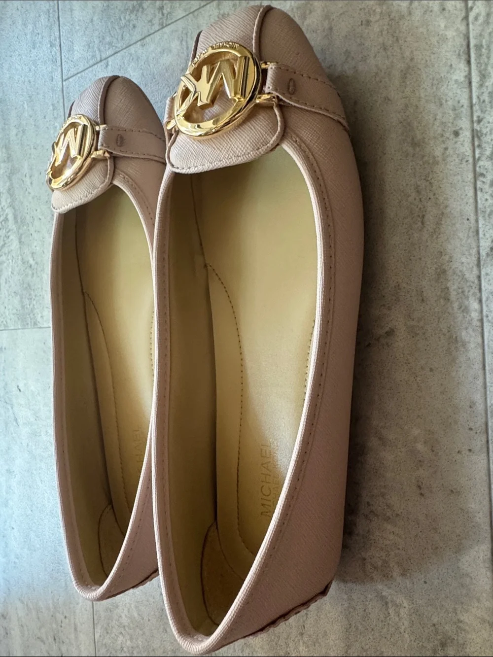 Michael Kors Nude Pink Ballet Flats with Gold MK Logo